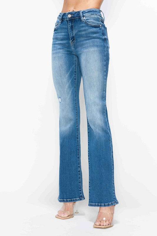 bytos Full Size Distressed High Rise Jeans with Pockets - Delanoir