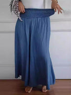 Full Size Smocked Wide Leg Pants with Pockets - Delanoir