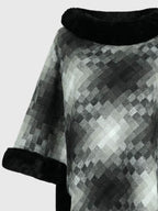 Faux Fur Trim Poncho - Delanoir