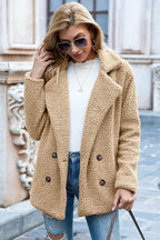 Ivy Lane Full Size Lapel Collar Sherpa Coat - Delanoir