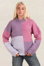 VERY J Color Block Mock Neck Drop Shoulder Sweater - Delanoir