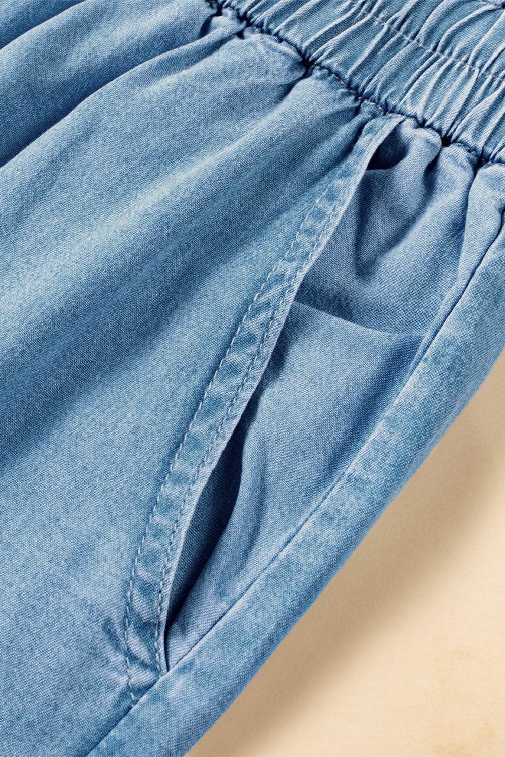 Drawstring Cargo Pocket Wide Leg Jeans - Delanoir