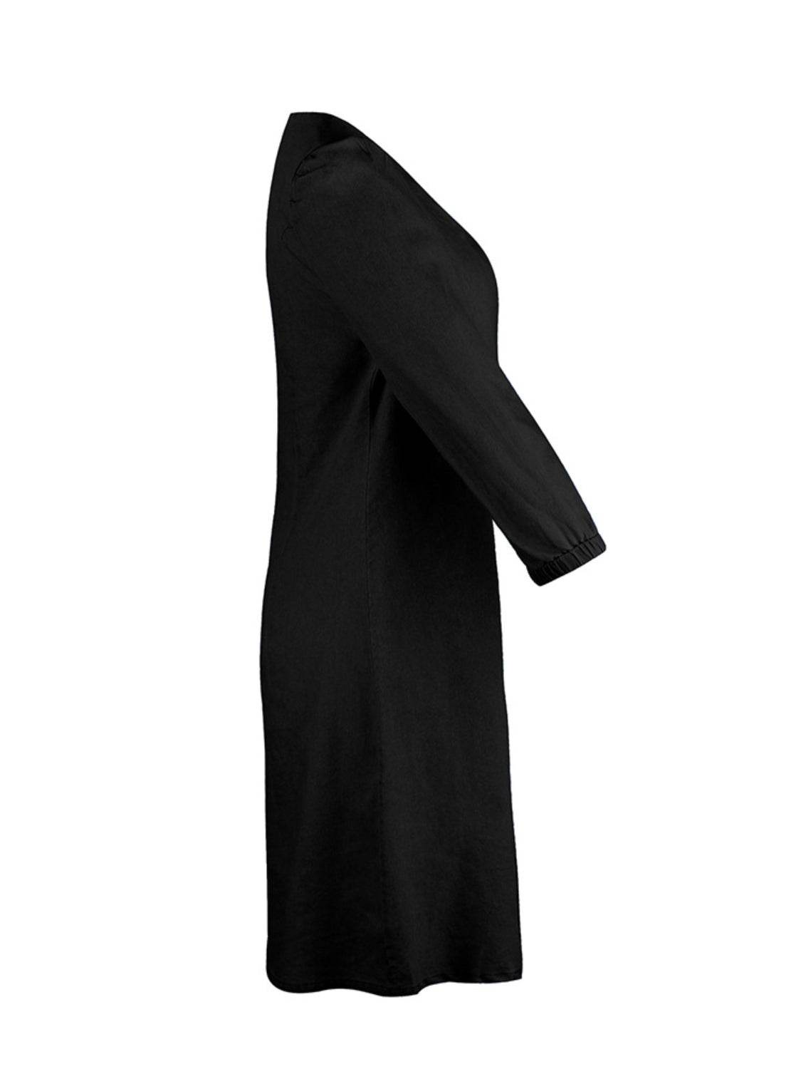 Full Size V-Neck Half Sleeve Dress - Delanoir