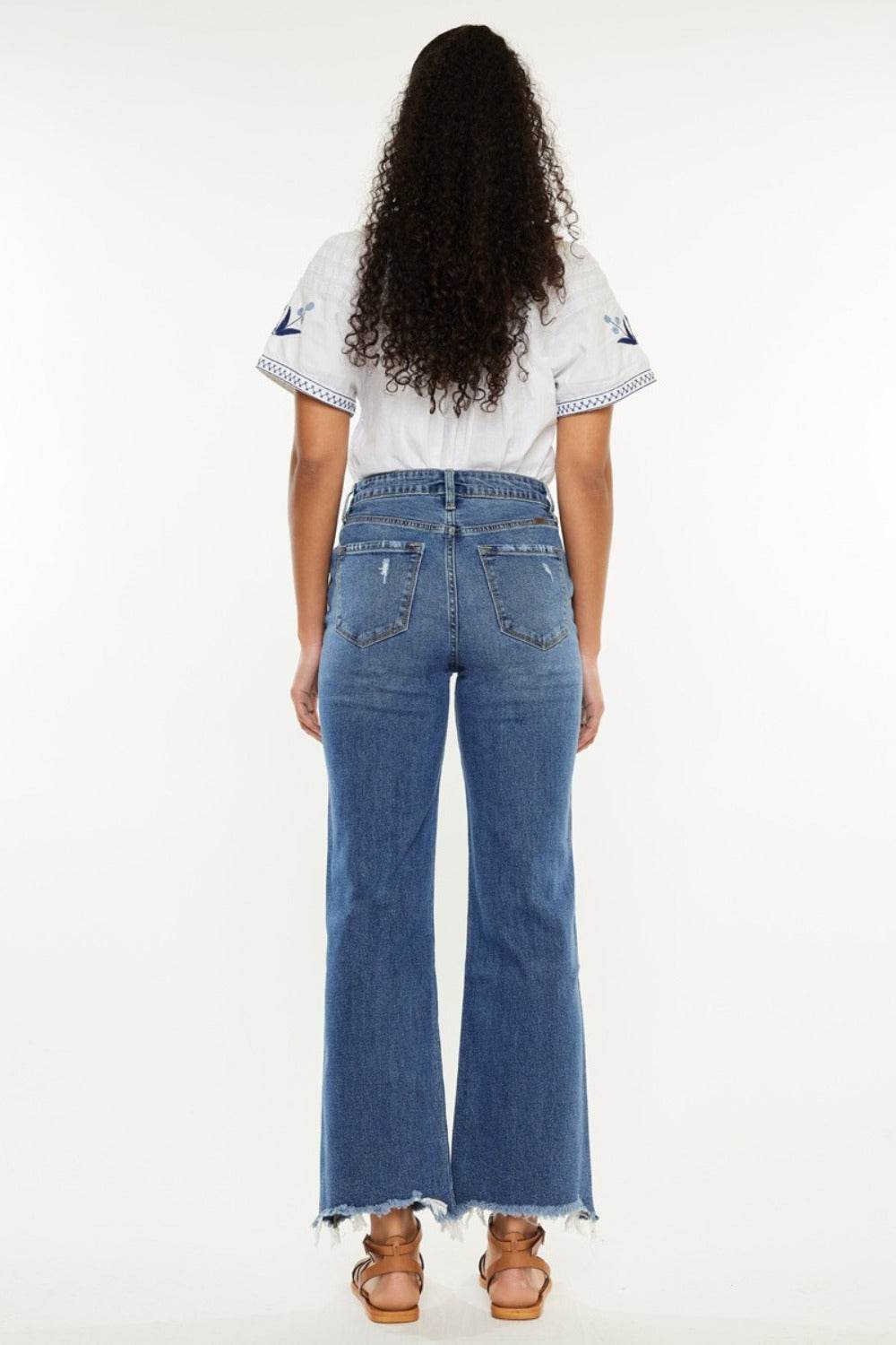 Kancan Full Size High Rise Slim Wide Leg Jeans - Delanoir