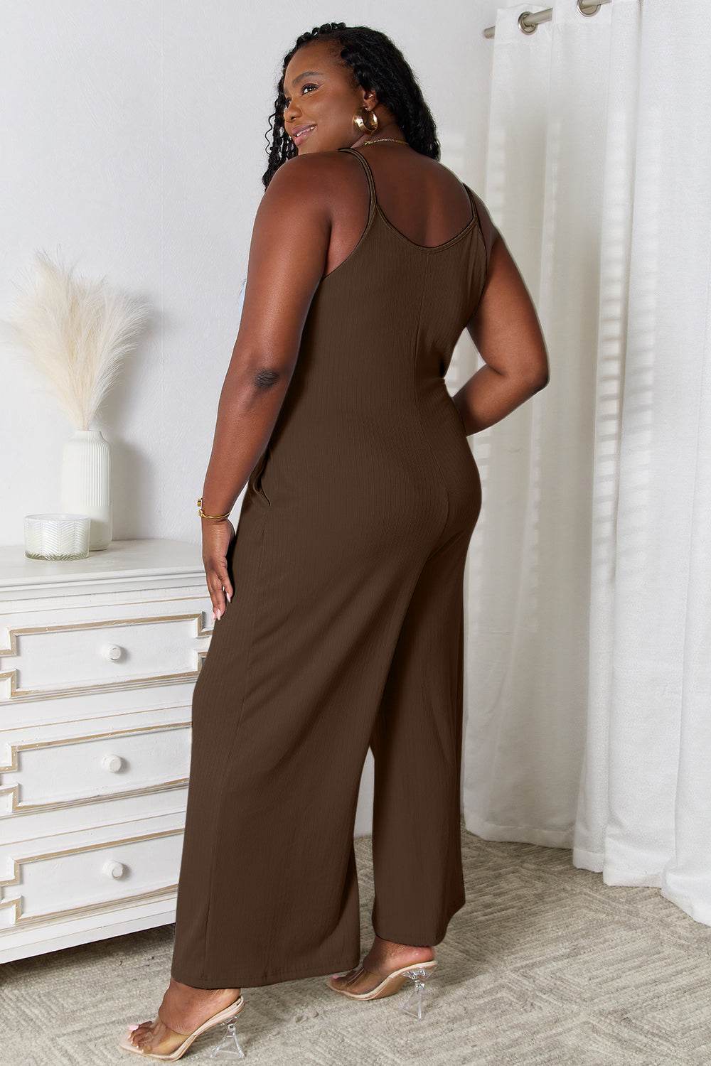 Basic Bae Full Size Spaghetti Strap V-Neck Jumpsuit - Delanoir