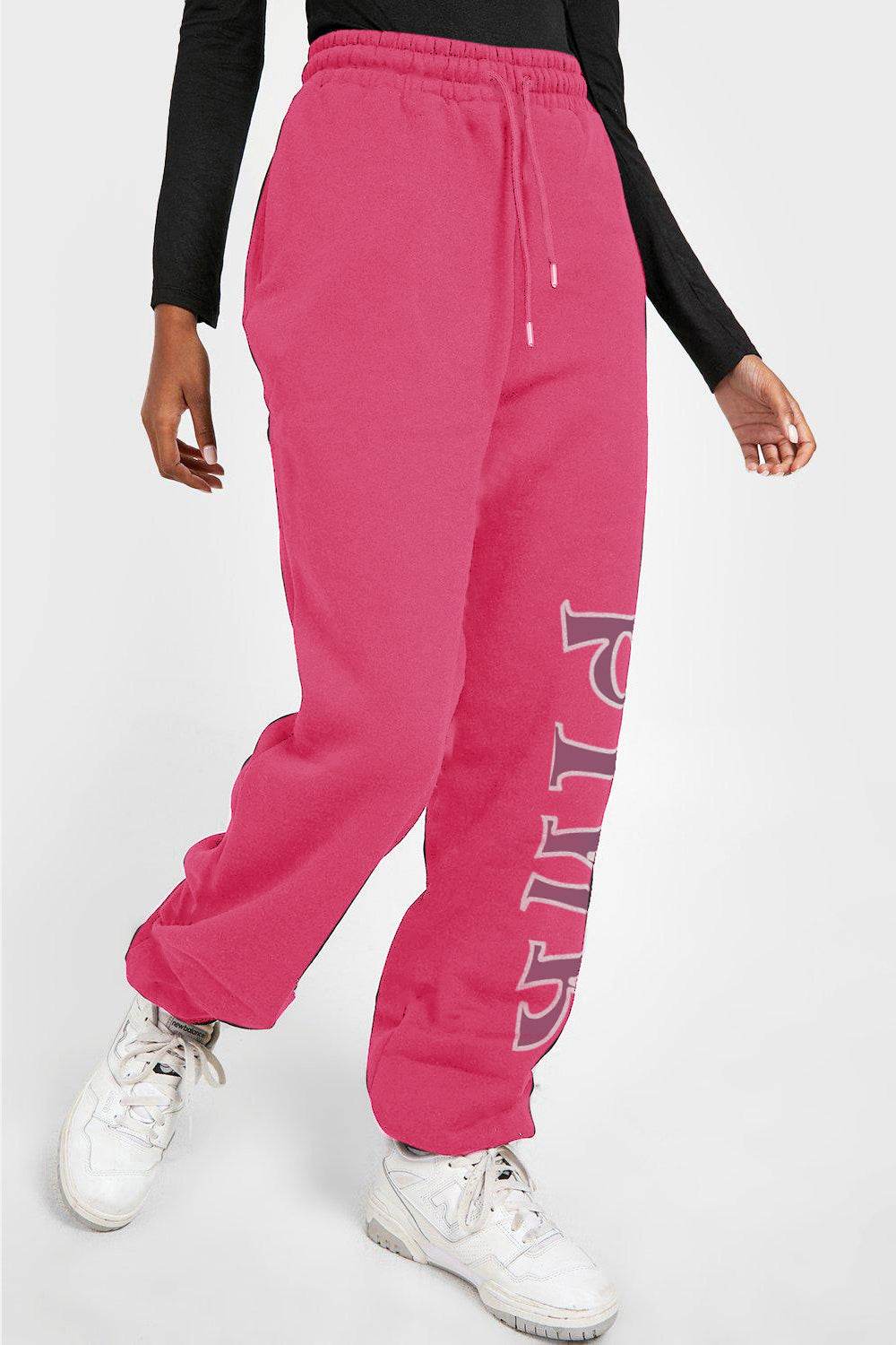 Simply Love Full Size PINK Graphic Sweatpants - Delanoir