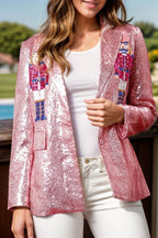 Sequin Nutcracker Long Sleeve Blazer - Delanoir