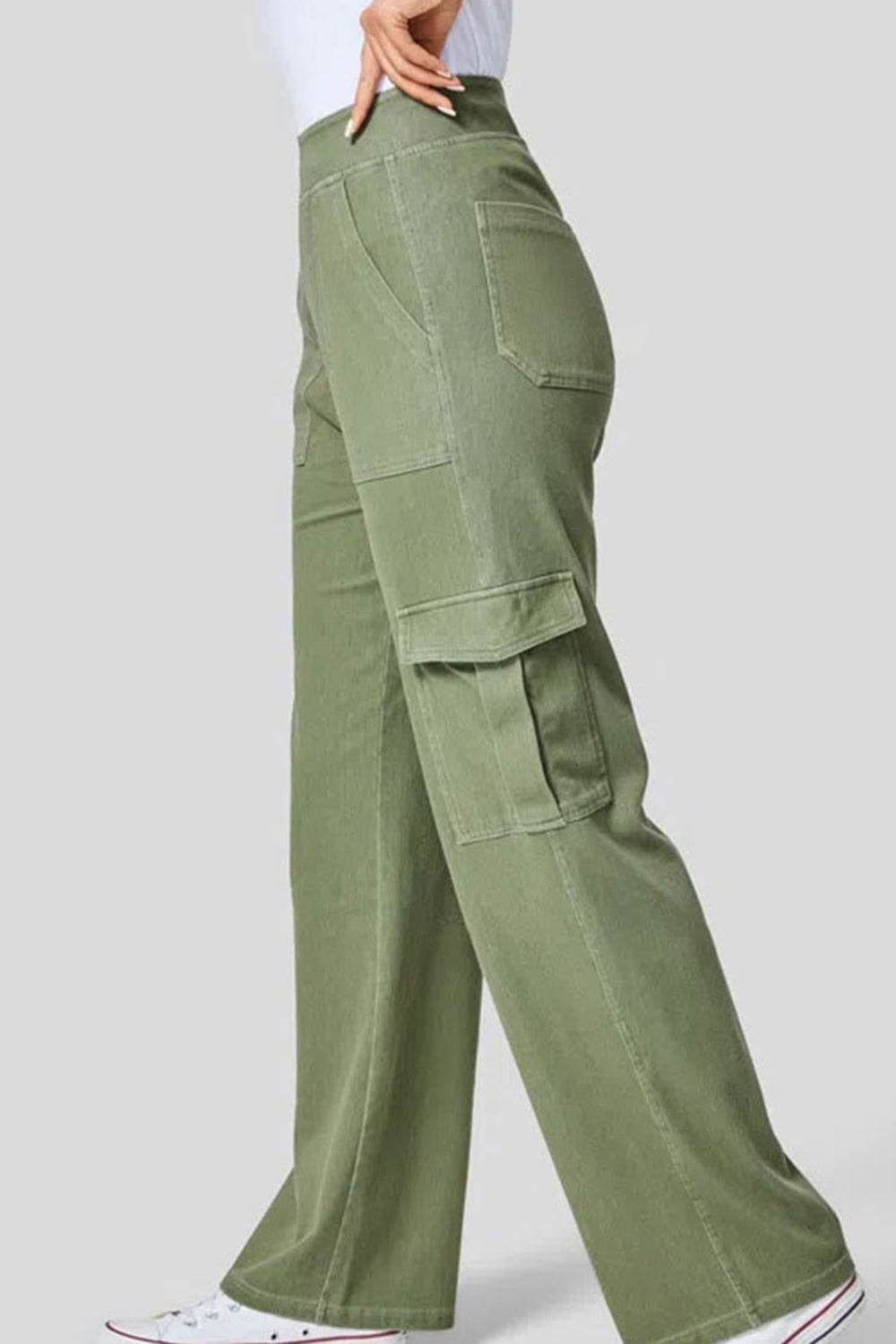 High Waist Straight Leg Cargo Jeans - Delanoir