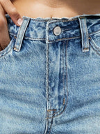 Raw Hem Denim Shorts with Pockets - Delanoir