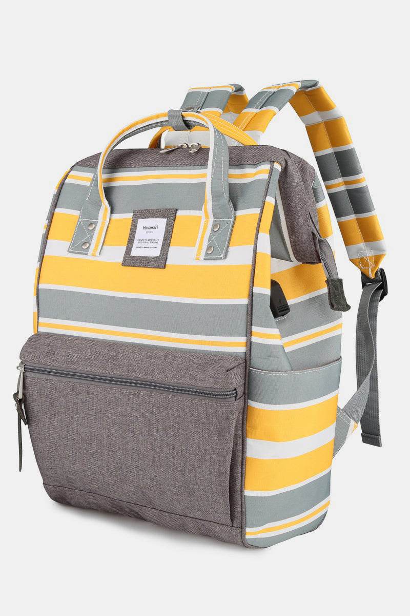 Himawari Striped Waterproof Nylon Backpack Bag with Side Pockets - Delanoir
