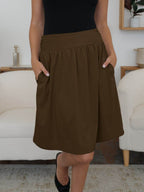 FAM-FAM Elastic Waist Skirt with Pockets - Delanoir