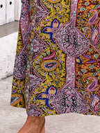 Slit Printed Elastic Waist Skirt - Delanoir