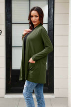 Basic Bae Full Size Open Front Long Sleeve Cardigan with Pockets - Delanoir
