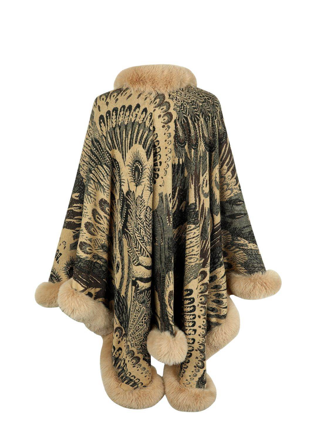 Printed Open Front Poncho - Delanoir