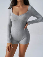 Devine Highly Stretchy Long Sleeve Romper - Delanoir