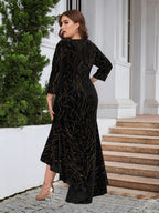 Plus Size Ruffle Hem High-Low Dress - Delanoir