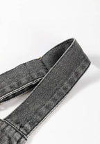 Wide Strap Button Down Denim Overall Dress - Delanoir