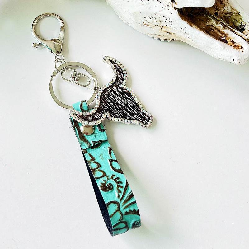 Rhinestone Bull Keychain - Delanoir