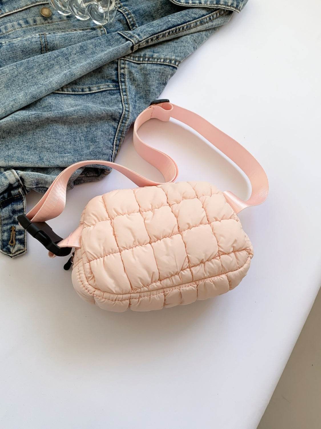 Bubble Texture Adjustable Strap Crossbody Bag - Delanoir
