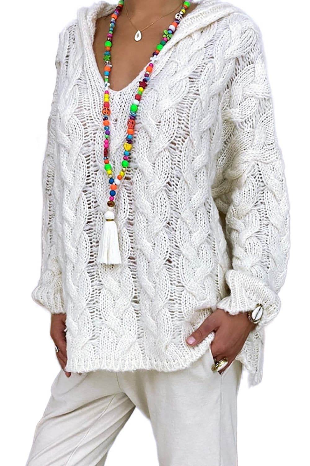 Cable-Knit Hooded Sweater - Delanoir