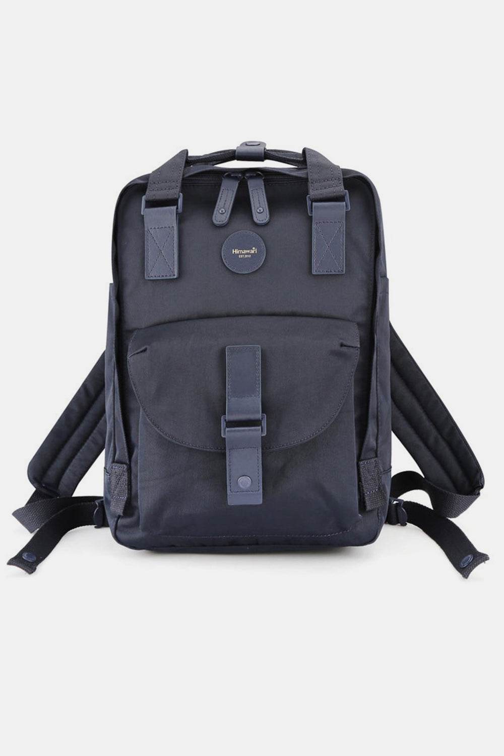 Himawari Contrast Waterproof Canvas Backpack Bag with Round Label - Delanoir
