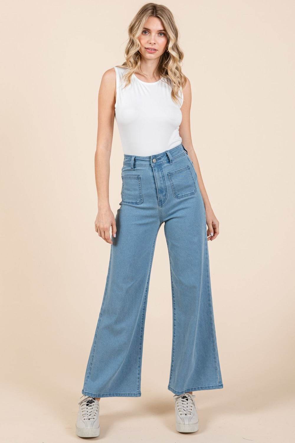 Mittoshop High Waist Wide Leg Jeans - Delanoir