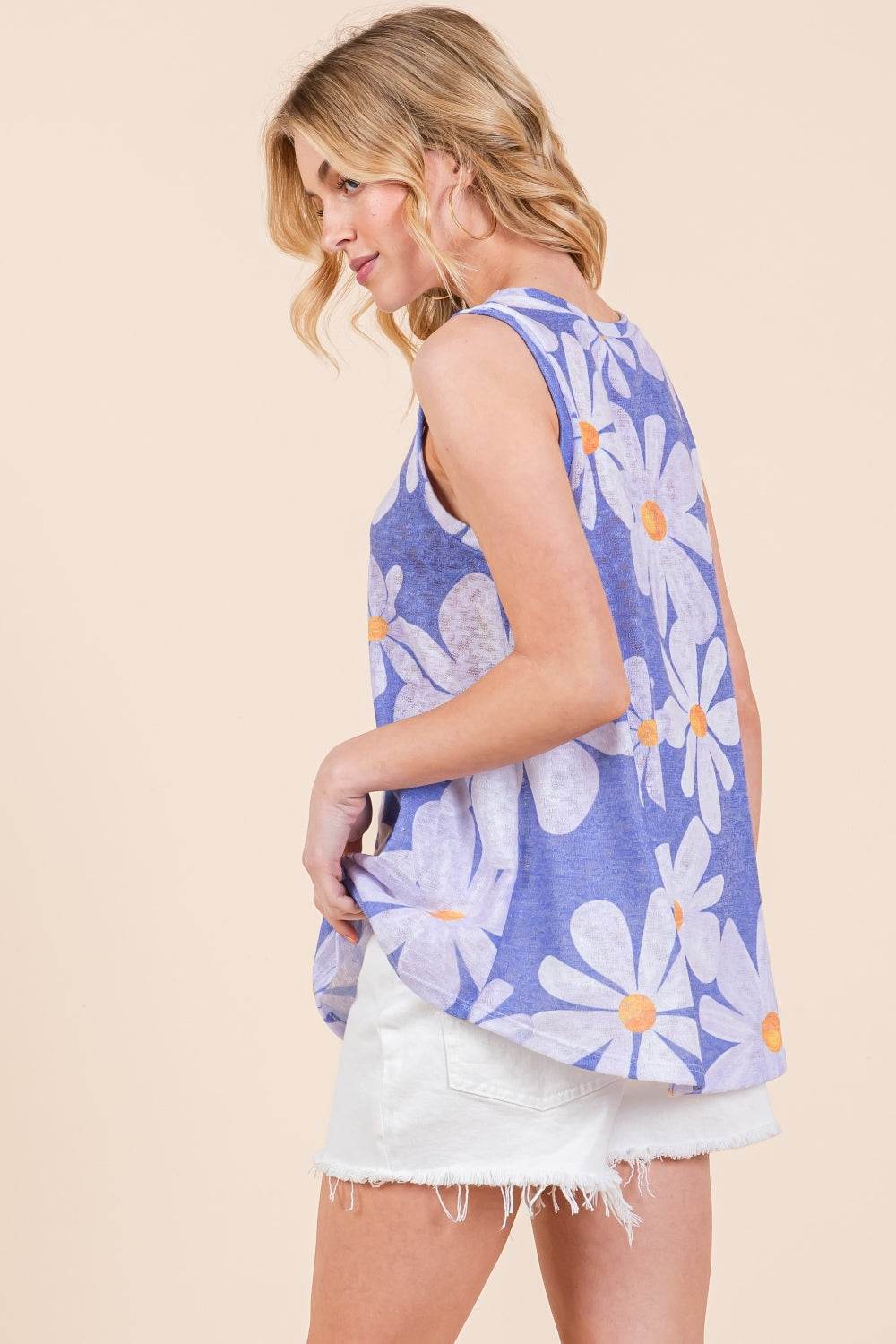 BOMBOM Floral Round Neck Tank - Delanoir