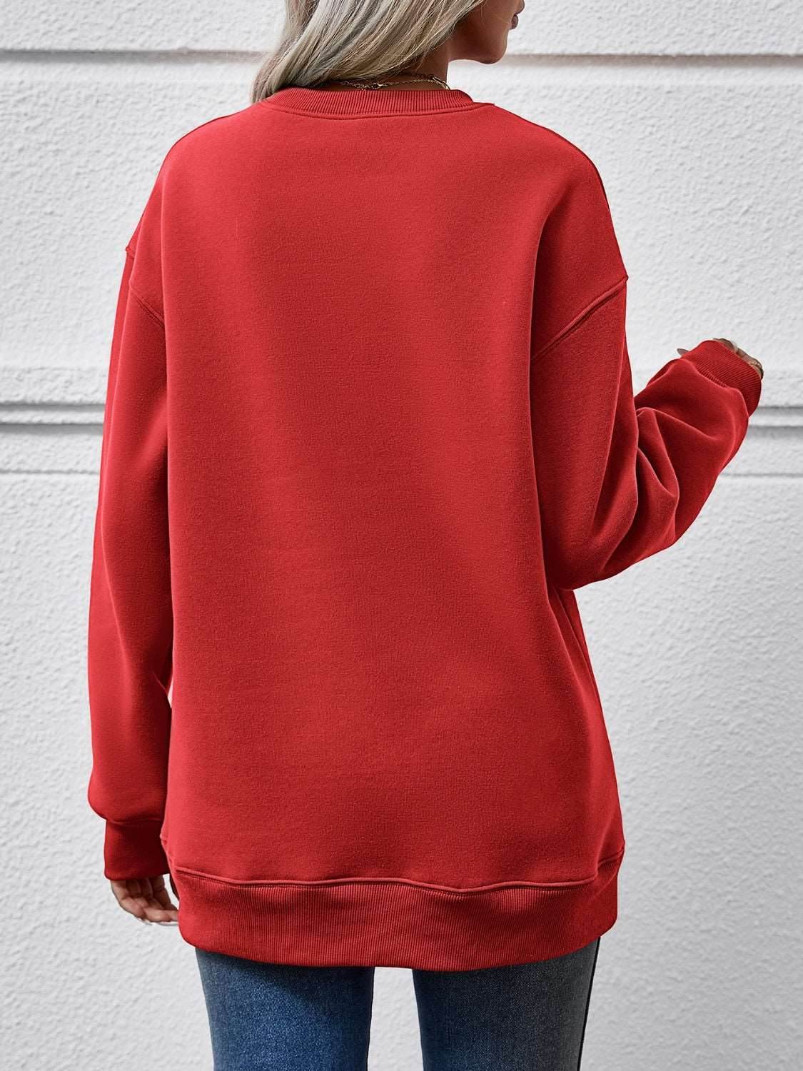 Christmas Tree Graphic Round Neck Sweatshirt - Delanoir