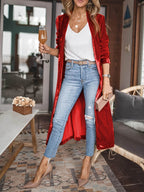 Open Front Long Sleeve Coat - Delanoir