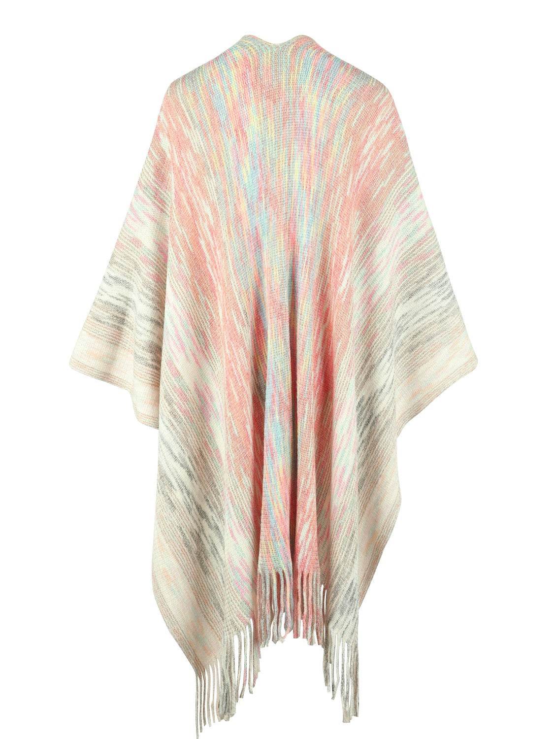 Heathered Fringe Hem Poncho - Delanoir