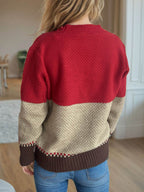 Pocketed Contrast V-Neck Button Up Cardigan - Delanoir