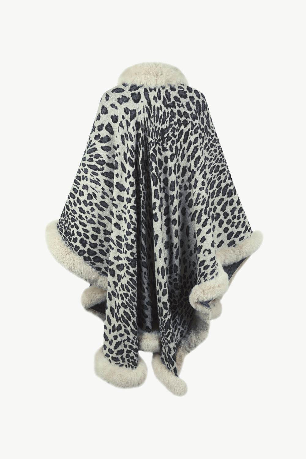 Leopard Open Front Poncho - Delanoir