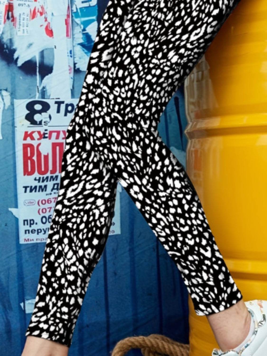 Printed High Waist Skinny Leggings - Delanoir