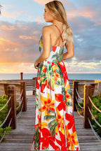 Crisscross Printed Surplice Cami Dress - Delanoir