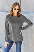 Basic Bae Full Size Round Neck Long Sleeve Top - Delanoir