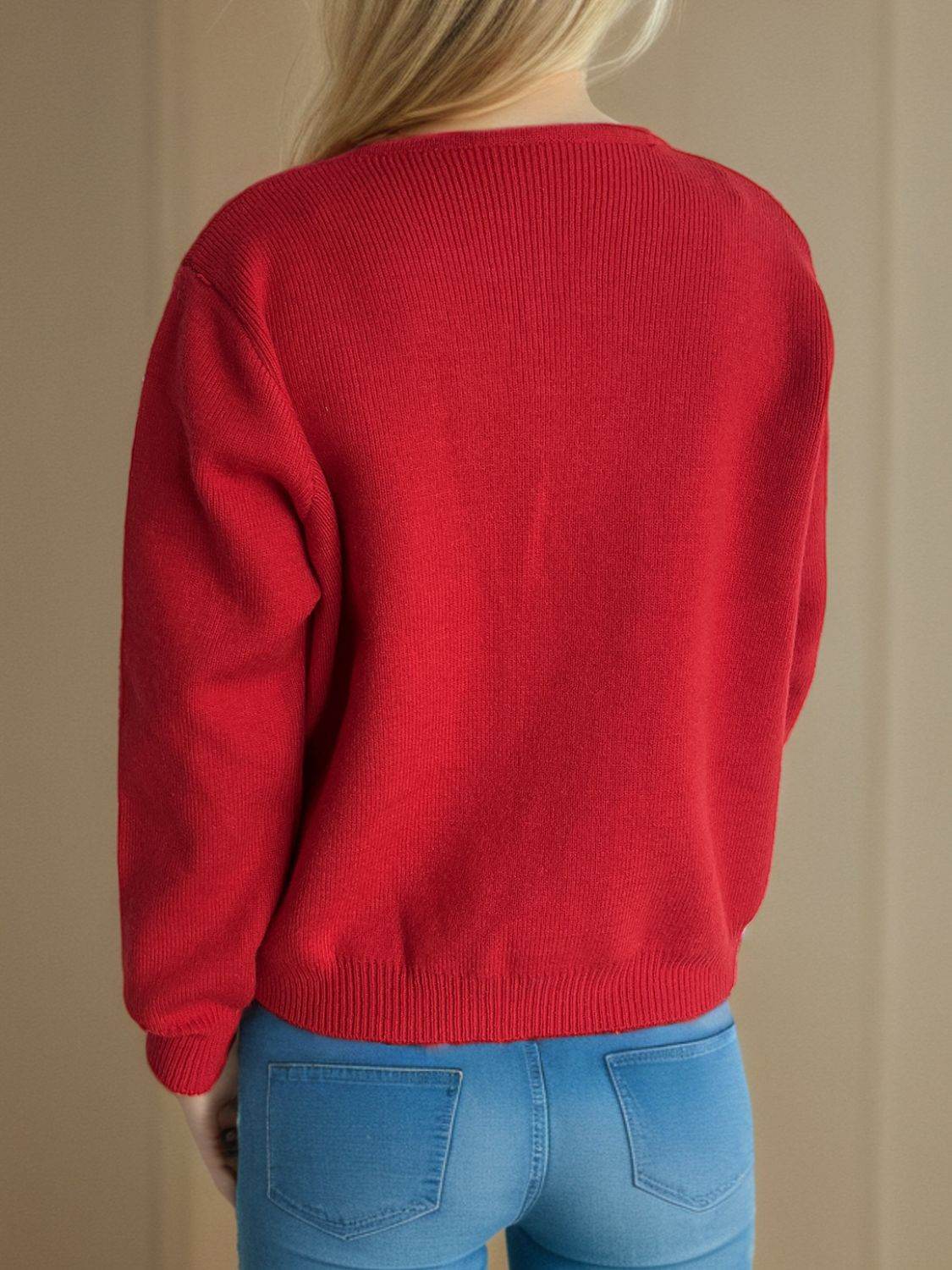 Button Down Long Sleeve Cardigan with Pockets - Delanoir
