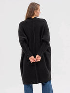 Pocketed Open Front Long Sleeve Longline Cardigan - Delanoir