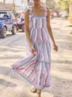 Tied Contrast Wide Strap Cami Dress - Delanoir
