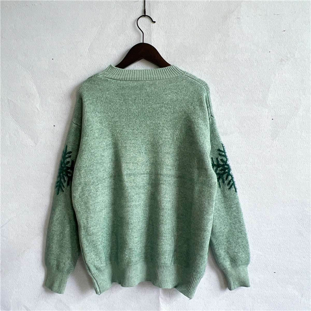 Reindeer and Snowflake Pattern Sweater - Delanoir