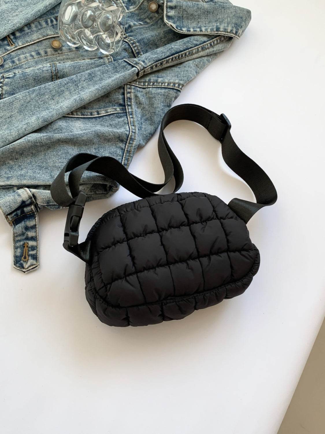 Bubble Texture Adjustable Strap Crossbody Bag - Delanoir