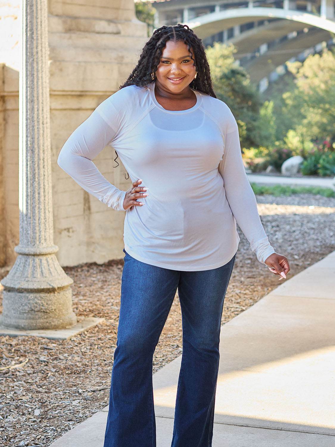Basic Bae Full Size Round Neck Long Sleeve T-Shirt - Delanoir
