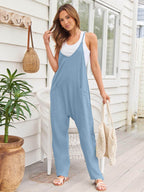 V-Neck Spaghetti Strap Jumpsuit - Delanoir