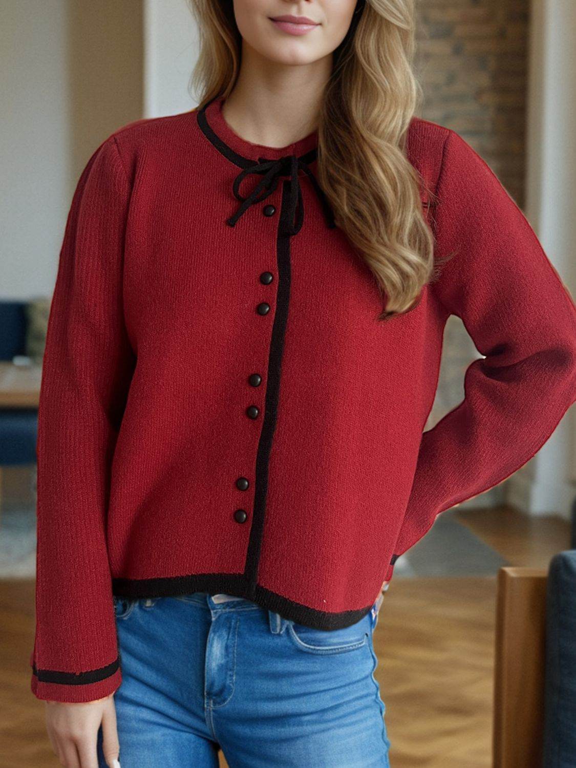 Button Down Long Sleeve Cardigan - Delanoir