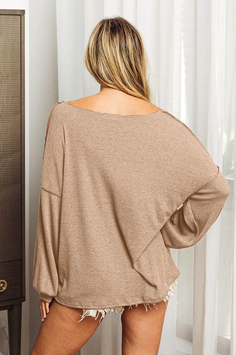 BiBi Exposed Seam Long Sleeve Top - Delanoir