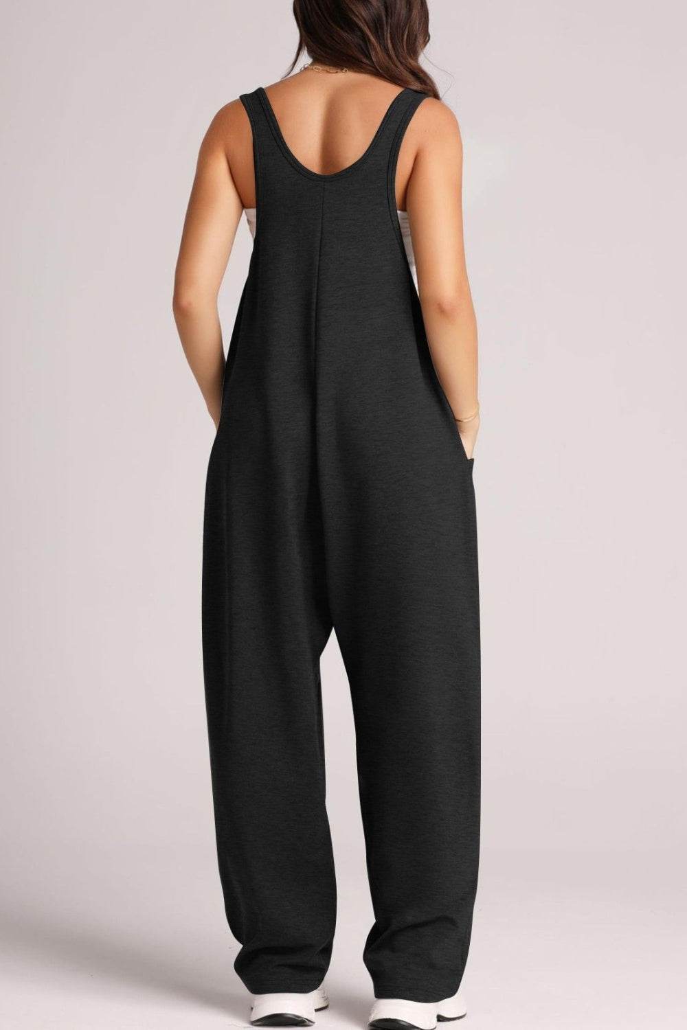 Lovelet Wide Strap Jumpsuit with Pockets - Delanoir