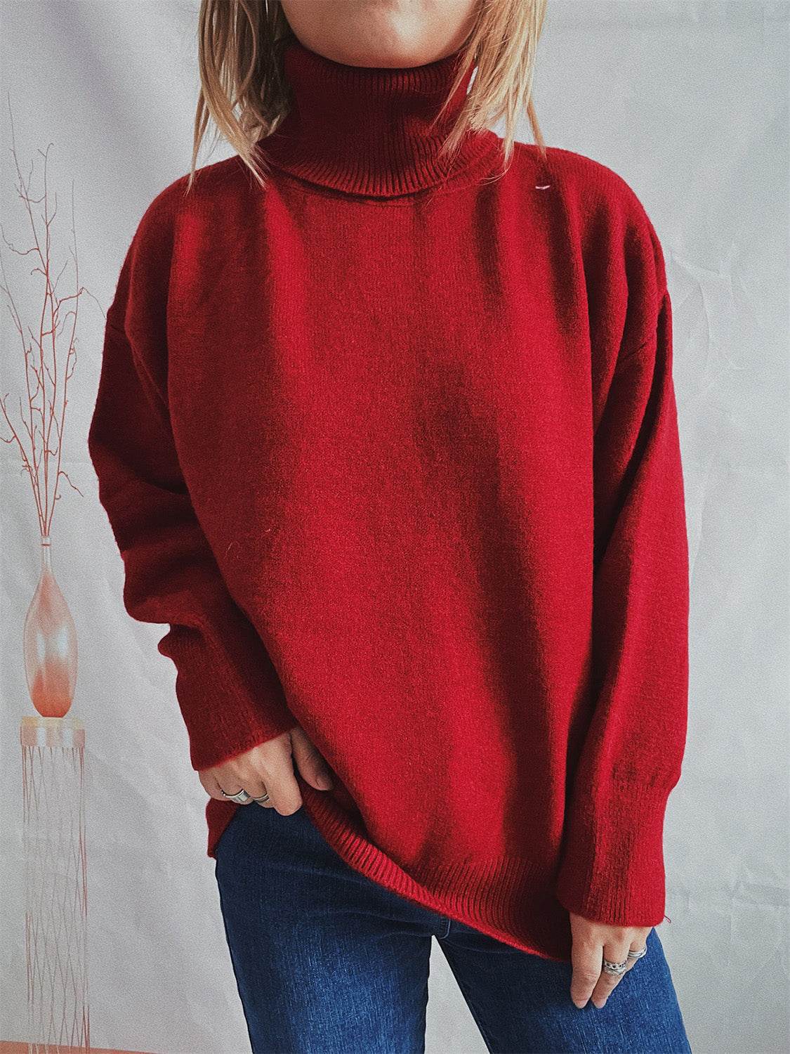 Turtleneck Long Sleeve Sweater - Delanoir