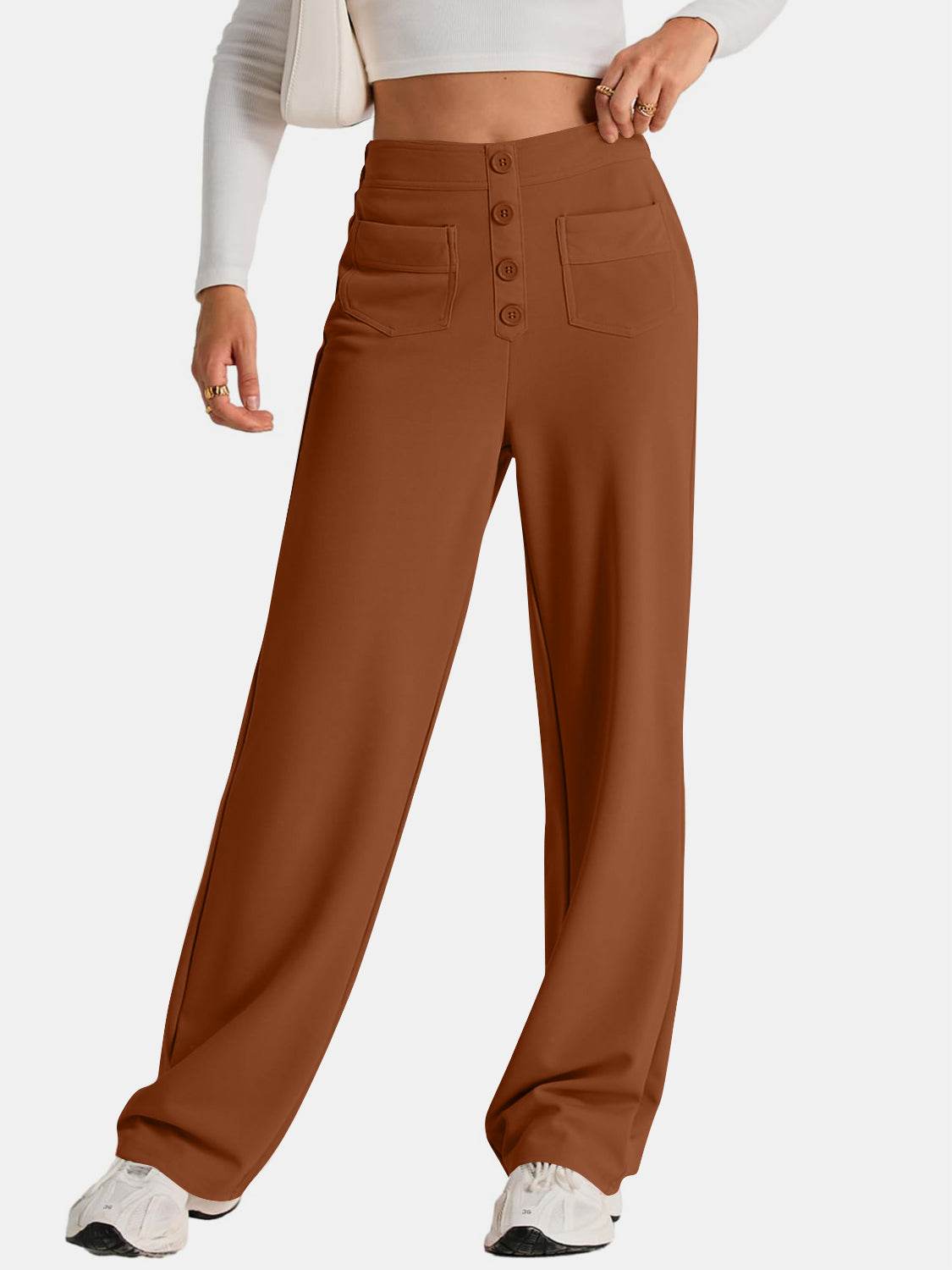 High Waist Wide Leg Pants - Delanoir