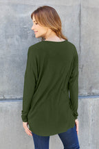 Basic Bae Full Size Round Neck Dropped Shoulder T-Shirt - Delanoir
