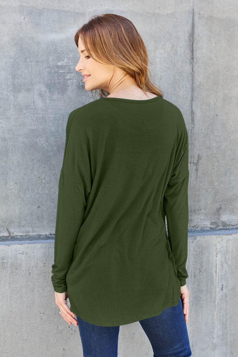 Basic Bae Full Size Round Neck Dropped Shoulder T-Shirt - Delanoir