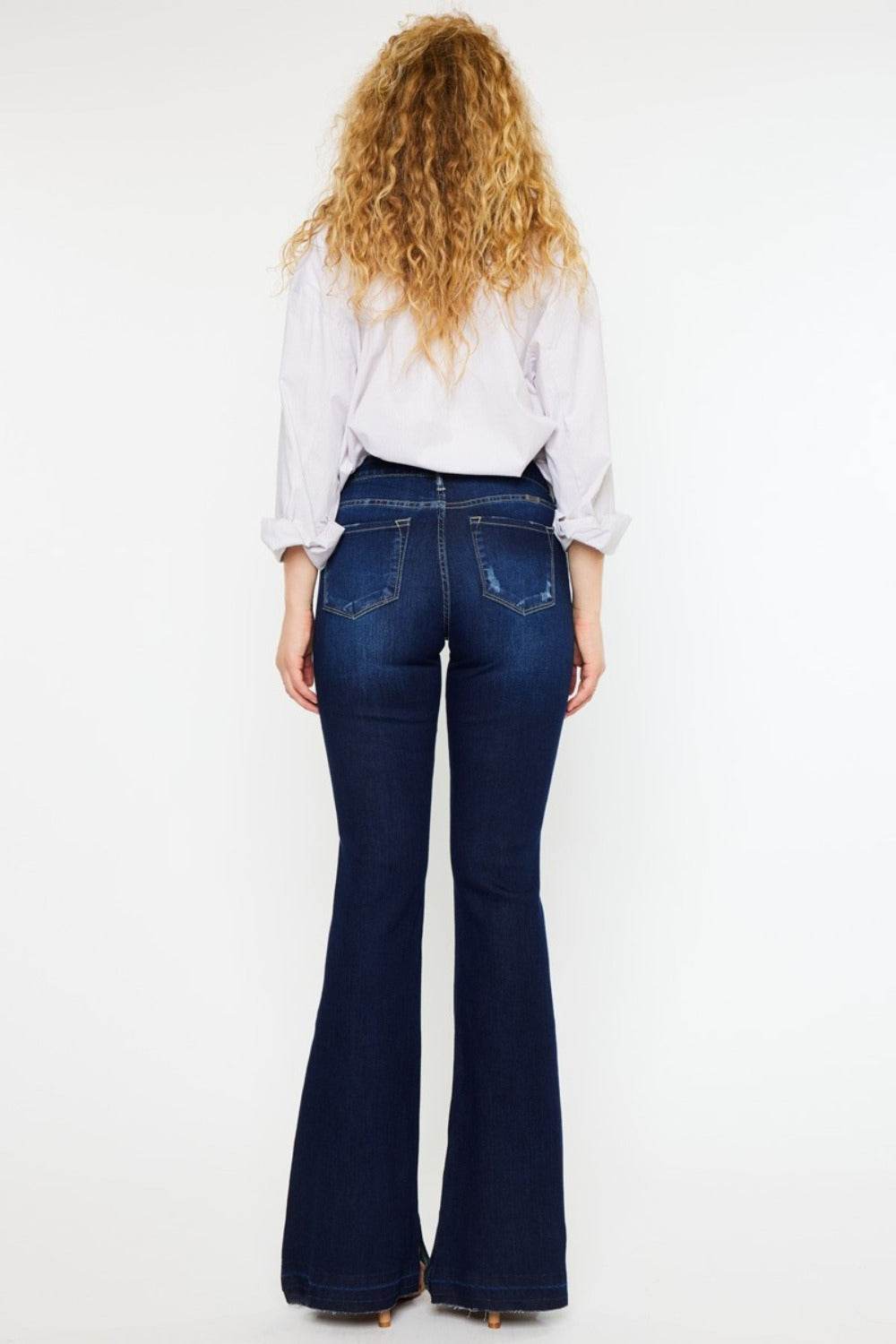 Kancan Mid Rise Slim Flare Jeans - Delanoir